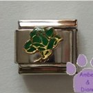 Open Rose Birthstone Italian Charm Emerald-Green for May
