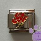 Open Rose Birthstone Italian Charm Ruby-Red for July