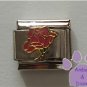 Open Rose Birthstone Italian Charm Tourmaline-Pink for October