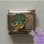 Open Rose Birthstone Italian Charm Turquoise-Blue for December