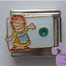 December Birthstone RAG DOLL Italian Charm Turquoise Blue Zircon