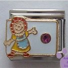 February Birthstone RAG DOLL Italian Charm with Amethyst Crystal