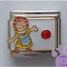 July Birthstone RAG DOLL Italian Charm with Ruby Crystal