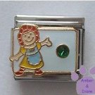 May Birthstone RAG DOLL Italian Charm with Emerald Crystal