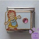 October Birthstone RAG DOLL Italian Charm Pk Tourmaline Crystal