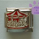 Red and White Carousel Italian Charm with white horses