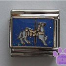 White Carousel Horse Italian Charm on blue glitter background