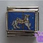 White Carousel Horse Italian Charm on blue glitter background