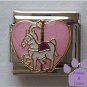 White Carousel Horse Italian Charm on pink glitter heart