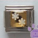 Pretty White Snowflakes Italian Charm set on Goldtone