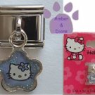 Hello Kitty Dangle Italian Charm Kitty blue glitter - flower