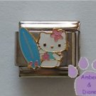 Hello Kitty in a Blue Swimsuit Italian Charm with her surfboard