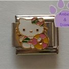 Hello Kitty in a Green and Pink Swimsuit Italian Charm innertube