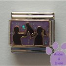 Daddy Mommy and Baby in Silhouette Italian Charm on glitter
