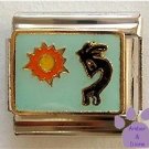 Kokopelli Italian Charm Symbol of Fertility on pale blue