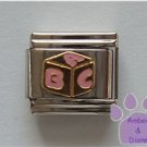 Pink and Gold Baby Building Block Italian Charm
