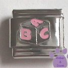 Pink and Silver Baby Building Block Italian Charm