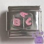 Pink and Silver Baby Building Block Italian Charm