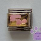 Pink Baby Feet Italian Charm on gold tone