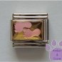 Pink Baby Feet Italian Charm on gold tone