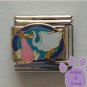 Stork Carrying a Baby Italian Charm baby in a pink blanket