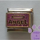 ANGEL with a Halo Italian Charm on pink-purple glitter
