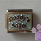 Daddy's Angel Italian Charm on blue glitter with halo