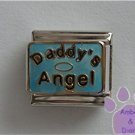 Daddy's Angel Italian Charm on blue with halo