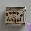Daddy's Angel Italian Charm on white glitter with halo