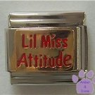 Lil Miss Attitude Italian Charm on Gold tone Background