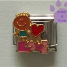 LOVE Child Italian Charm with small child holding big red heart