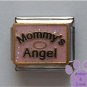 Mommy's Angel Italian Charm on pink glitter with halo