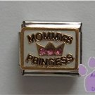 MOMMY'S PRINCESS Italian Charm with pink crystals in a crown black letters