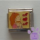Mother Hugging Her Child Italian Charm on light yellow enamel