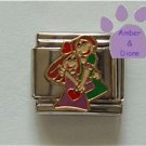 Sisters Hugging or Best Friends Italian Charm with red hearts