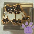 Two Adorable Hugging Teddy Bears Enamel Italian Charm