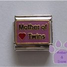 Mother of Twins Italian Charm on mauve with a red heart