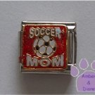 SOCCER MOM Italian Charm on red glitter
