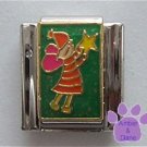 Fairy Holding a Star Italian Charm on Green Glitter