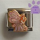 Gorgeous Fairy with Pink Glitter Wings Italian Charm