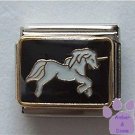 Gorgeous White Unicorn Italian Charm on Black background