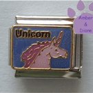 Unicorn Italian Charm Lavender with Lilac Mane and Horn on Blue