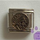 Flowers in Black Italian Charm on a gold tone disc