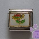 Yellow Sunflower Italian Charm with a ladybug  "Adoration"