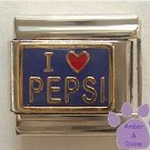 I love (red heart) PEPSI Italian Charm on blue background