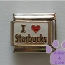 I love Starbucks Italian Charm red heart on white background