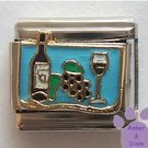 Wine Bottle, Grapes, and Wine Glass Italian Charm for Winemaking