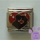 Couple Silhouetted Against a Red Heart Italian Charm