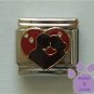 Couple Silhouetted Against a Red Heart Italian Charm