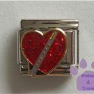 Flute on a Large Red Glitter Heart Italian Charm
